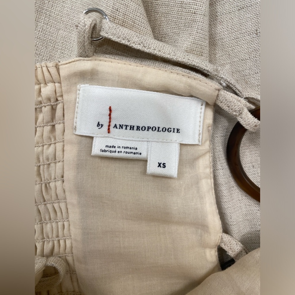 Anthropologie Smocked Linen Blend Mini Dress size XS - Picture 6 of 7